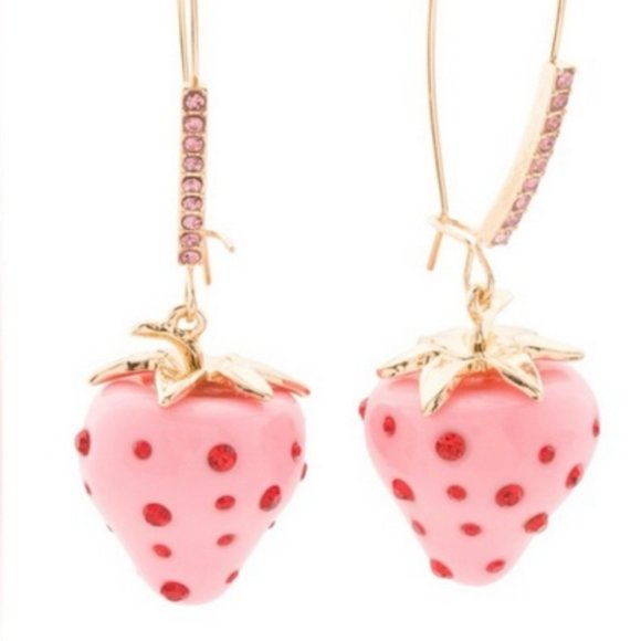 Betsey Johnson Strawberry Long Pendant Necklace & Strawberry Drop Earrings NWT - Picture 9 of 12